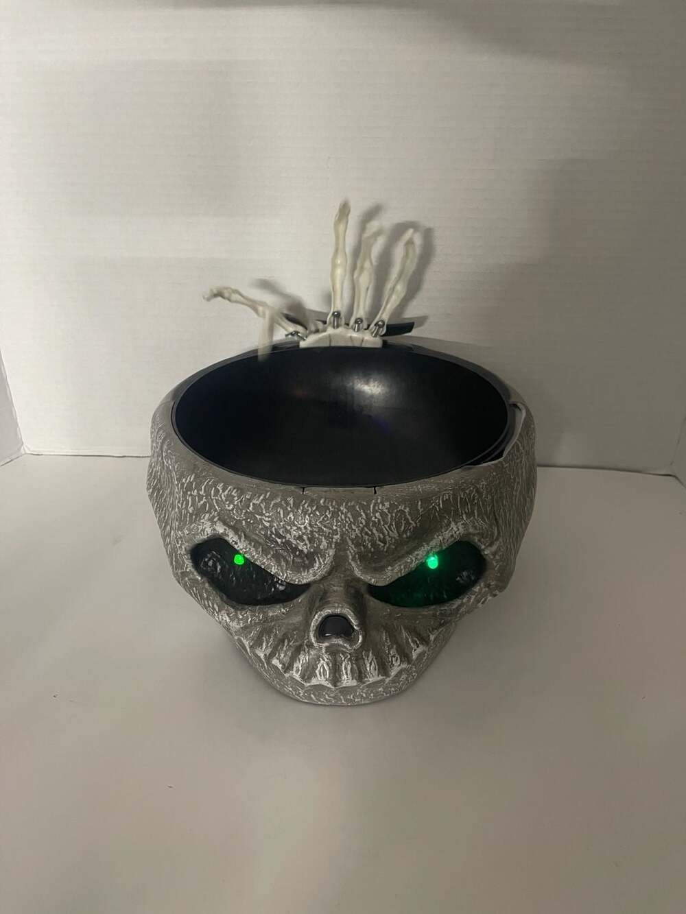 Fully Repaired Animated Halloween Skeleton Hand Skull Candy Bowl Light Up Eyes